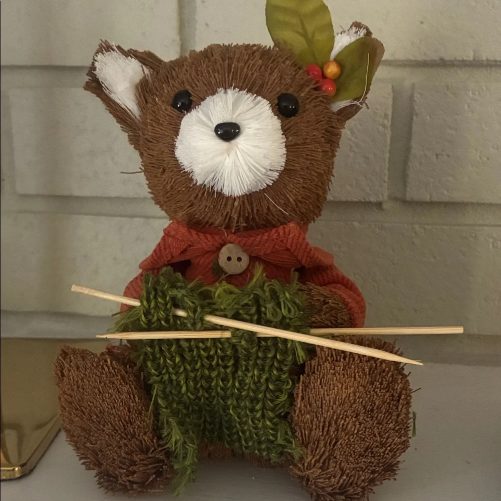 Holiday Fox Figurines with Green and Red Accents
